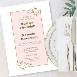 Moderne Gerahmte Rosa Hochzeit Einladung