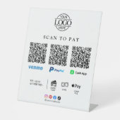 Moderne Geschäftslogo-Qr-Code-Scan-Zahltischplatte Sockelschild (Vorderseite)