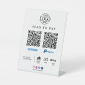 Moderne Geschäftslogo-Qr-Code-Scan-Zahltischplatte Sockelschild (Vorderseite)