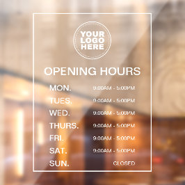 Moderne Geschäftslogoöffnungszeiten Fensteraufkleber