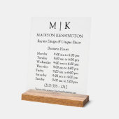 Moderne Geschäftszeiten für Monogramme oder Logos  Acrylschild (Winkel)
