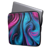 Moderne Geschenke für Ihr Blau und Fuchsia- Laptopschutzhülle (Vorderseite Links)