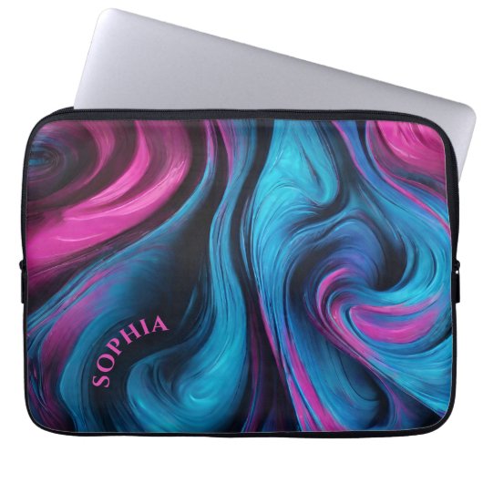 Moderne Geschenke für Ihr Blau und Fuchsia- Laptopschutzhülle (Vorderseite)