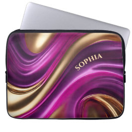 Moderne Geschenke für ihr Lila Rosa und Gold- Laptopschutzhülle