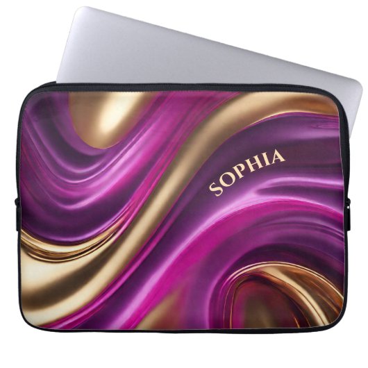 Moderne Geschenke für ihr Lila Rosa und Gold- Laptopschutzhülle (Vorderseite)