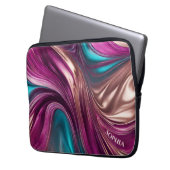 Moderne Geschenke für Ihre-Magenta Türkis und Gold Laptopschutzhülle (Vorderseite Links)