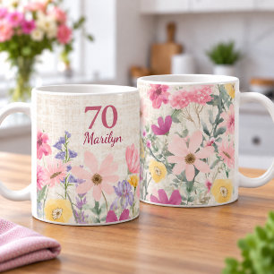 Moderne Geschenke zum 70. Geburtstag für sie Flora Kaffeetasse