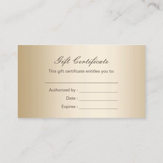Moderne Geschenkgutscheine aus Goldstreifen Rabattkarte (Rückseite)