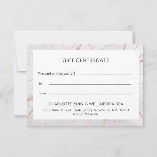 Moderne Geschenkgutscheine Flachkarte (Rückseite)