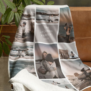 Moderne Geschenkidee mit 9 Fotos als Collage Fleecedecke