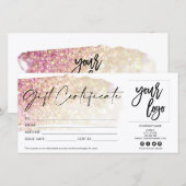 Moderne Geschenkkarte in Rosa - Logo (Vorne/Hinten)