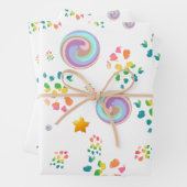 Moderne Geschenkpapier-Flachblatt-Set aus 3 Geschenkpapier Set (Beispiel)