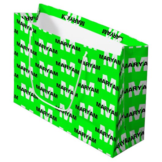 Moderne Geschenktasche mit individuellem Monogramm Große Geschenktüte (Vorderseite Schrägansicht)