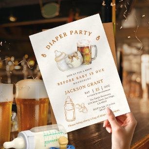 Moderne geschlechtsneutrale Bierwindel-Baby-Party Einladung