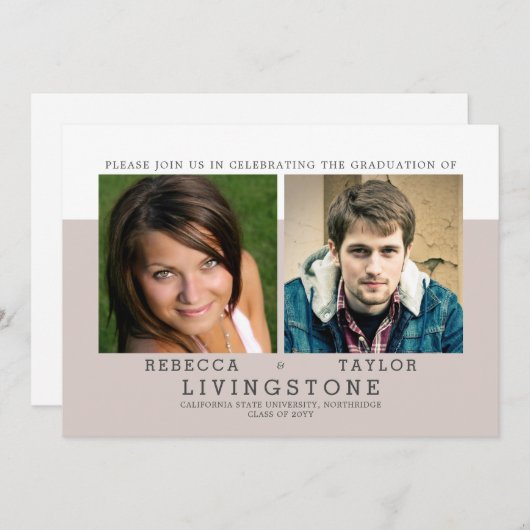 Moderne Geschwister Foto Abschluss Ankündigung (Vorne/Hinten)