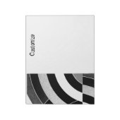 Moderne, geschwungene, schwarz-weiße Backen Notizblock (Rotiert)