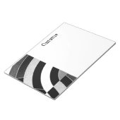 Moderne, geschwungene, schwarz-weiße Backen Notizblock (angewinkelt)