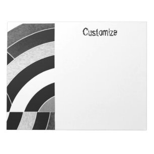 Moderne, geschwungene, schwarz-weiße Backen Notizblock