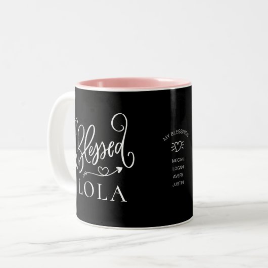 Moderne, gesegnete Lola-Kaffee-Tasse Zweifarbige Tasse (Vorderseite Links)