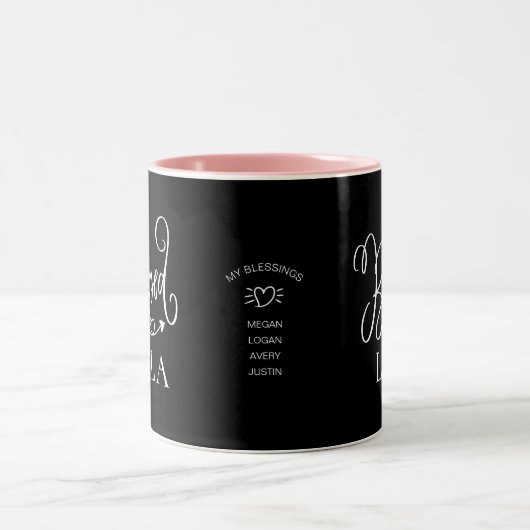 Moderne, gesegnete Lola-Kaffee-Tasse Zweifarbige Tasse (Mittel)