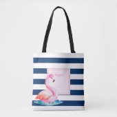 Moderne gestreifte, ansprechende Flamingos Tasche (Vorderseite)
