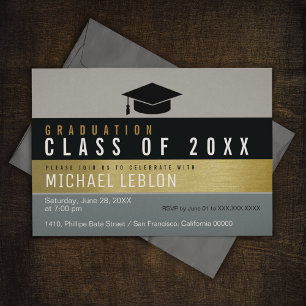 Moderne gestreifte Elegant Graduate . Grad Party Einladung