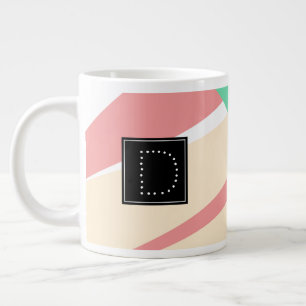 Moderne gestreifte geometrische Muster Monogramm Jumbo-Tasse