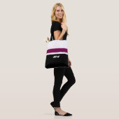 Moderne gestreifte Mom-Tasche Tasche (Am Model)