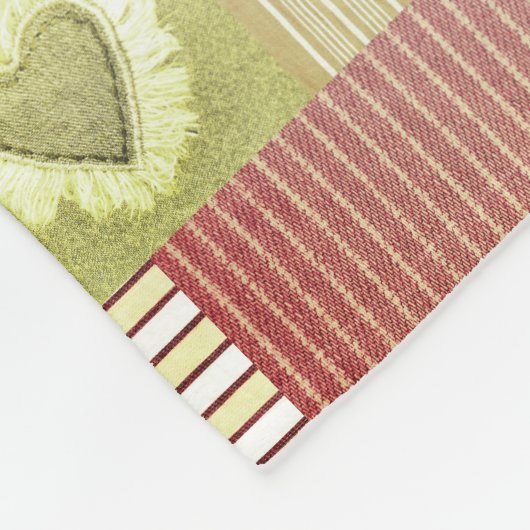 Moderne gestreifte Patchwork Quilt Pink Beige Herz Fleecedecke (Ecke)