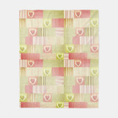 Moderne gestreifte Patchworkdecke Rosa Beige Herze Fleecedecke (Vorderseite)