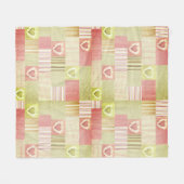 Moderne gestreifte Patchworkdecke Rosa Beige Herze Fleecedecke (Vorderseite (Horizontal))