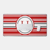 Moderne gestreifte Rot-Weiß- und Grau-Teamfarben Schreibtischunterlage (Tastatur & Maus)