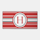 Moderne gestreifte Rot-Weiß- und Grau-Teamfarben Schreibtischunterlage (Vorderseite)