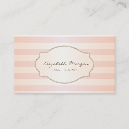 Moderne gestreifte, vergoldete Glitzer-Rahmen Visitenkarte (Vorderseite)