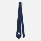 Moderne geteilte Monogramm-Initiale Blau-Grau Krawatte (Vorderseite)