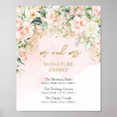 Moderne Getränke mit Softrosa und goldener Untersc Poster (Vorne)