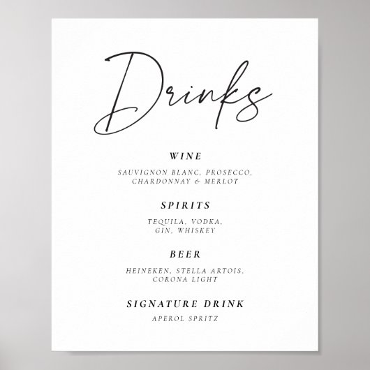 Moderne Getränke signieren Brautparty Poster (Vorne)