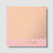 Moderne gewellte Zickzack-Chevron-Muster auf Rosa Gästebuch (Vorderseite)