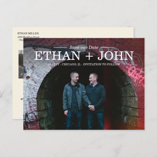 Moderne Gewerkschaft Save the Date Ankündigungspostkarte (Vorne/Hinten)