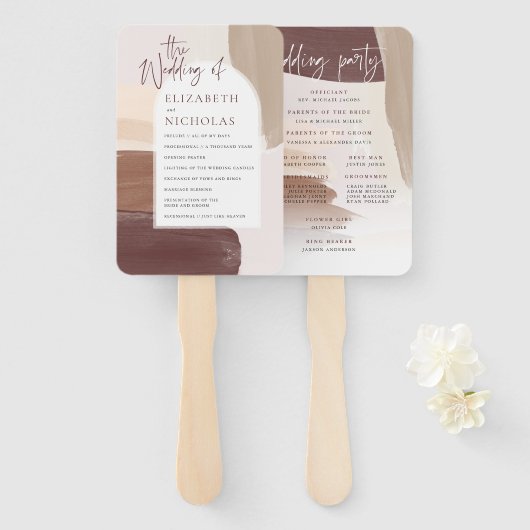 Moderne gewürzte Terrakotta | Hochzeitsprogramm Fächer (Vorne und Hinten)