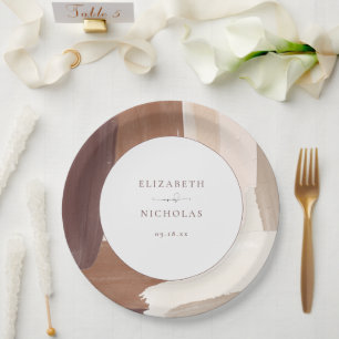 Moderne Gewürzte Terrakotta   Monogramm-Hochzeit Pappteller