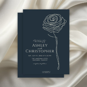 Moderne Gezeichnet Bläsernavy-Blue-Hochzeit Einladung