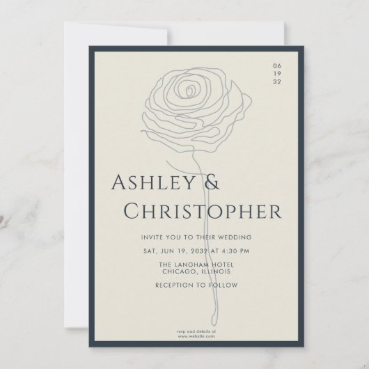 Moderne Gezeichnet Bläsernavy-Blue-Hochzeit Einladung