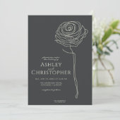 Moderne Gezeichnet Blumenblume Onyx Hochzeit Einladung (Stehend Vorderseite)