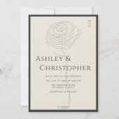 Moderne Gezeichnet Blumenblume Onyx Hochzeit Einladung (Vorderseite)