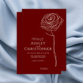 Moderne Gezeichnet Blumenriss Red Wedding Einladung