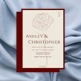 Moderne Gezeichnet Blumenriss Red Wedding Einladung