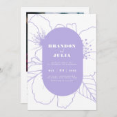 Moderne Gezeichnet florale Kontur Lilac Lavender Q Einladung (Vorne/Hinten)