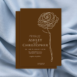 Moderne, Gezeichnet Goldene Braun Hochzeit Einladung