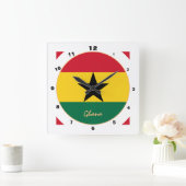 Moderne ghanaische Flagge, Ghana Zuhause / Design Quadratische Wanduhr (Zuhause)